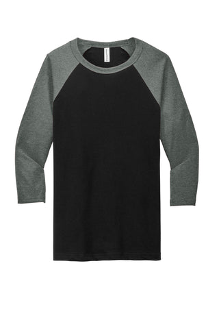 BELLA+CANVAS Unisex 3/4-Sleeve Baseball Tee (Black/ Deep Heather)