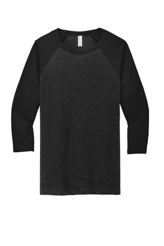 BELLA+CANVAS Unisex 3/4-Sleeve Baseball Tee (Black Heather/ Black)