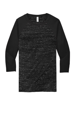 BELLA+CANVAS Unisex 3/4-Sleeve Baseball Tee (Black Marble/ Black)