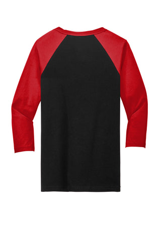 BELLA+CANVAS Unisex 3/4-Sleeve Baseball Tee (Black/ Red)