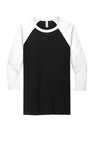 BELLA+CANVAS Unisex 3/4-Sleeve Baseball Tee (Black/ White)