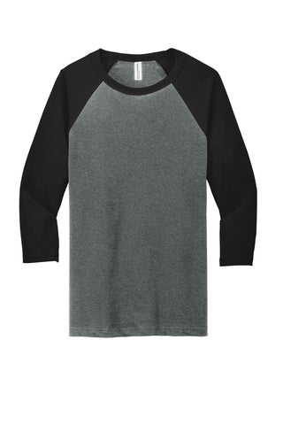 BELLA+CANVAS Unisex 3/4-Sleeve Baseball Tee (Deep Heather/ Black)