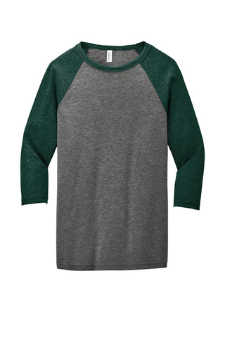 BELLA+CANVAS Unisex 3/4-Sleeve Baseball Tee (Grey/ Emerald Triblend)