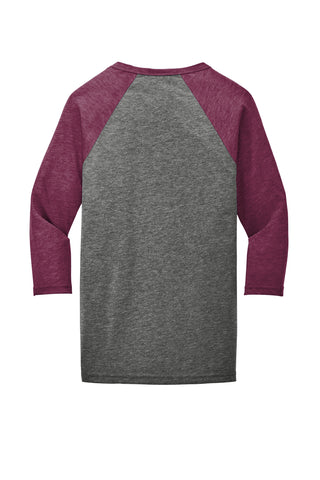 BELLA+CANVAS Unisex 3/4-Sleeve Baseball Tee (Grey/ Maroon Triblend)