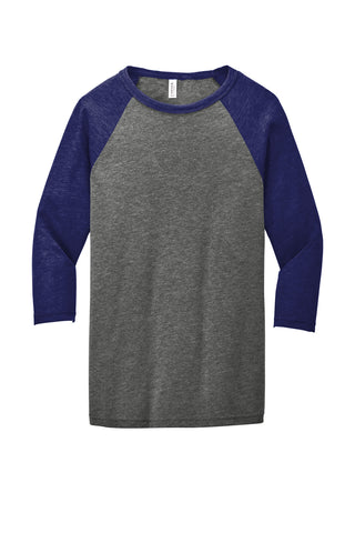 BELLA+CANVAS Unisex 3/4-Sleeve Baseball Tee (Grey/ Navy Triblend)