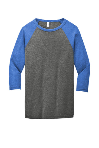 BELLA+CANVAS Unisex 3/4-Sleeve Baseball Tee (Grey/ True Royal Triblend)