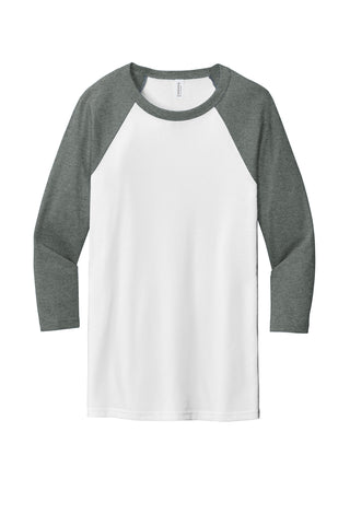 BELLA+CANVAS Unisex 3/4-Sleeve Baseball Tee (White/ Deep Heather)