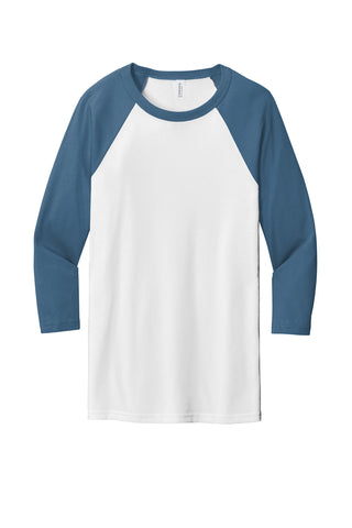 BELLA+CANVAS Unisex 3/4-Sleeve Baseball Tee (White/ Denim)