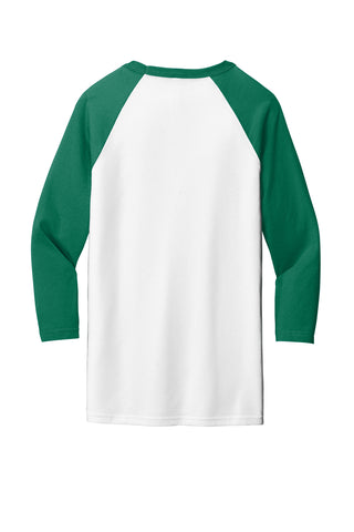 BELLA+CANVAS Unisex 3/4-Sleeve Baseball Tee (White/ Kelly)