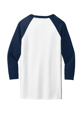 BELLA+CANVAS Unisex 3/4-Sleeve Baseball Tee (White/ Navy)