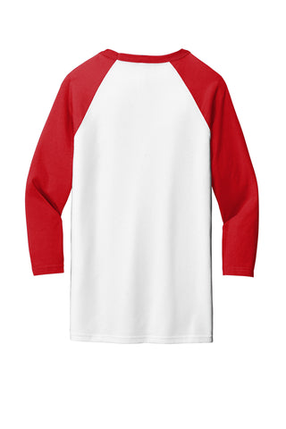 BELLA+CANVAS Unisex 3/4-Sleeve Baseball Tee (White/ Red)