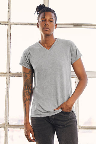 BELLA+CANVAS Unisex Triblend Short Sleeve V-Neck Te (Athletic Grey Triblend)