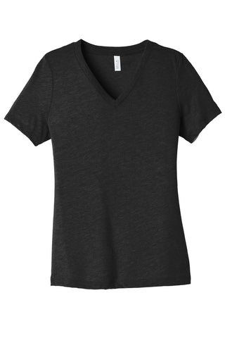 BELLA+CANVAS Women's Relaxed Heather CVC V-Neck Tee (Black Heather)