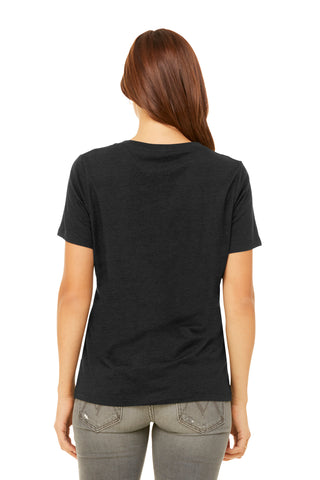 BELLA+CANVAS Women's Relaxed Heather CVC V-Neck Tee (Black Heather)