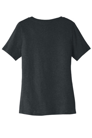 BELLA+CANVAS Women's Relaxed Heather CVC V-Neck Tee (Dark Grey Heather)