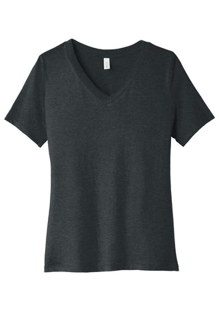 BELLA+CANVAS Women's Relaxed Heather CVC V-Neck Tee (Dark Grey Heather)