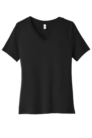 BELLA+CANVAS Women's Relaxed Jersey Short Sleeve V-Neck Tee (Black)