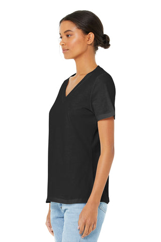 BELLA+CANVAS Women's Relaxed Jersey Short Sleeve V-Neck Tee (Black)