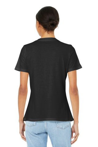 BELLA+CANVAS Women's Relaxed Jersey Short Sleeve V-Neck Tee (Black)