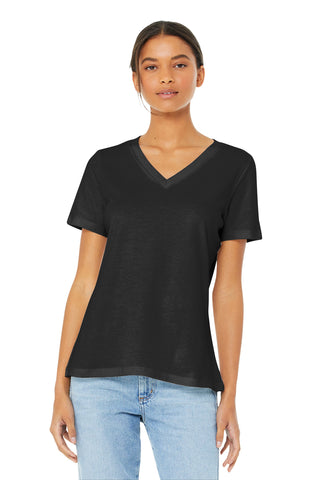 BELLA+CANVAS Women's Relaxed Jersey Short Sleeve V-Neck Tee (Black)