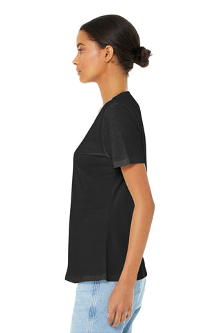 BELLA+CANVAS Women's Relaxed Jersey Short Sleeve V-Neck Tee (Black)