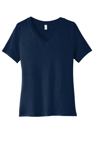 BELLA+CANVAS Women's Relaxed Jersey Short Sleeve V-Neck Tee (Navy)