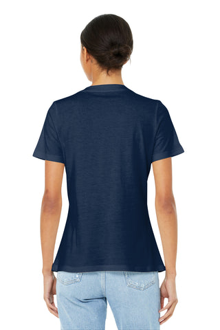 BELLA+CANVAS Women's Relaxed Jersey Short Sleeve V-Neck Tee (Navy)