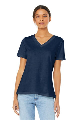 BELLA+CANVAS Women's Relaxed Jersey Short Sleeve V-Neck Tee (Navy)