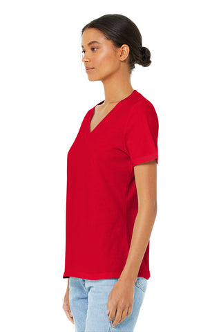 BELLA+CANVAS Women's Relaxed Jersey Short Sleeve V-Neck Tee (Red)