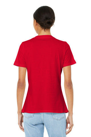 BELLA+CANVAS Women's Relaxed Jersey Short Sleeve V-Neck Tee (Red)