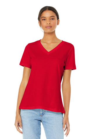 BELLA+CANVAS Women's Relaxed Jersey Short Sleeve V-Neck Tee (Red)