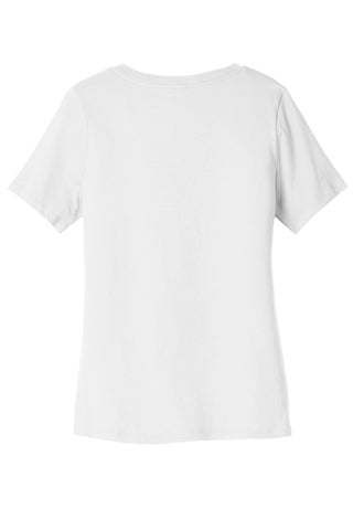 BELLA+CANVAS Women's Relaxed Jersey Short Sleeve V-Neck Tee (White)