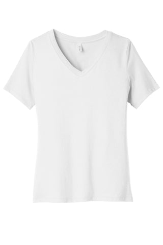 BELLA+CANVAS Women's Relaxed Jersey Short Sleeve V-Neck Tee (White)