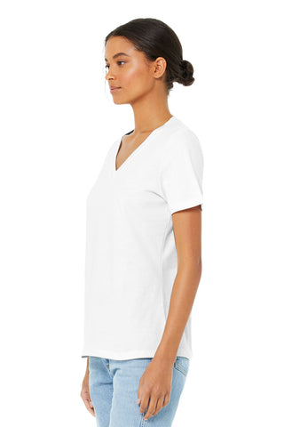 BELLA+CANVAS Women's Relaxed Jersey Short Sleeve V-Neck Tee (White)