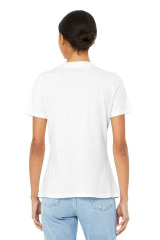 BELLA+CANVAS Women's Relaxed Jersey Short Sleeve V-Neck Tee (White)