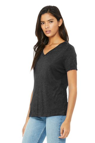 BELLA+CANVAS Women's Relaxed Triblend V-Neck Tee (Charcoal-Black Triblend)