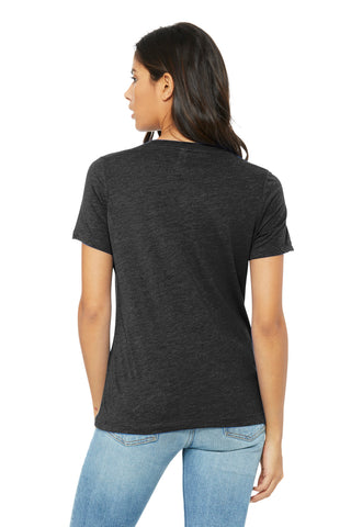 BELLA+CANVAS Women's Relaxed Triblend V-Neck Tee (Charcoal-Black Triblend)