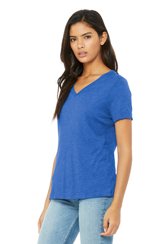BELLA+CANVAS Women's Relaxed Triblend V-Neck Tee (True Royal Triblend)