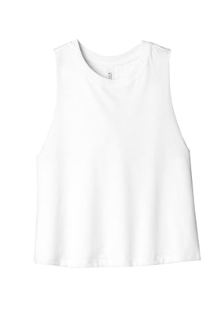 BELLA+CANVAS Women's Racerback Cropped Tank (Solid White Blend)