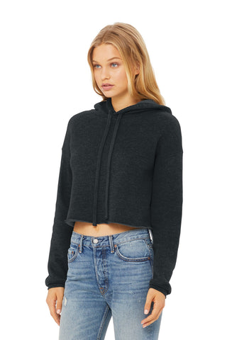 BELLA+CANVAS Women's Sponge Fleece Cropped Fleece Hoodie (Dark Grey Heather)