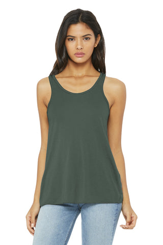 BELLA+CANVAS Women's Flowy Racerback Tank (Military Green)