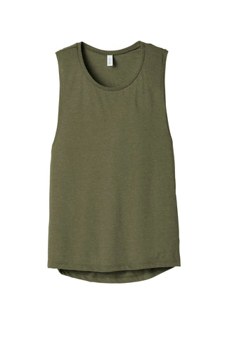 BELLA+CANVAS Women's Flowy Scoop Muscle Tank (Heather Olive)