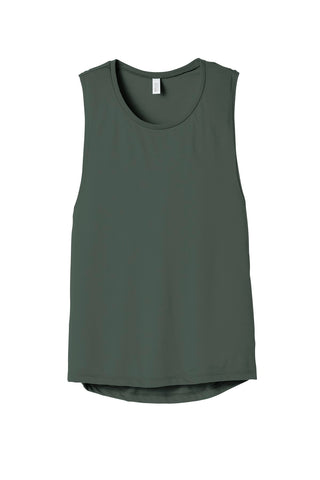 BELLA+CANVAS Women's Flowy Scoop Muscle Tank (Military Green)