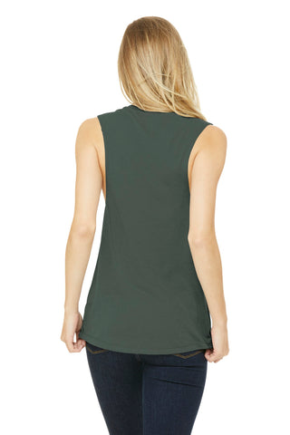 BELLA+CANVAS Women's Flowy Scoop Muscle Tank (Military Green)