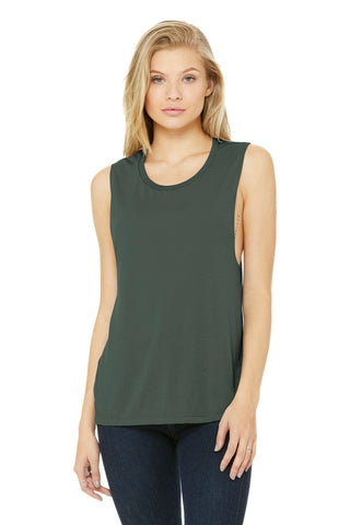 BELLA+CANVAS Women's Flowy Scoop Muscle Tank (Military Green)