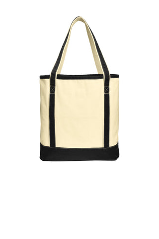 Port Authority Large Cotton Canvas Boat Tote (Natural/ Black)