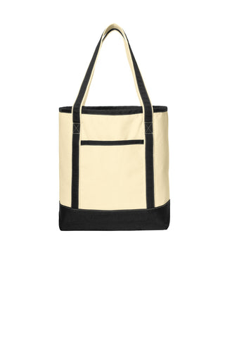 Port Authority Large Cotton Canvas Boat Tote (Natural/ Black)