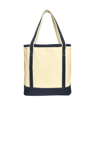 Port Authority Large Cotton Canvas Boat Tote (Natural/ Navy)