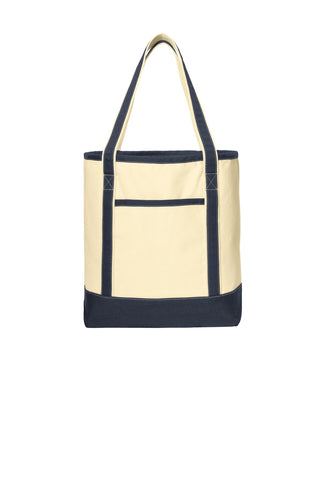 Port Authority Large Cotton Canvas Boat Tote (Natural/ Navy)