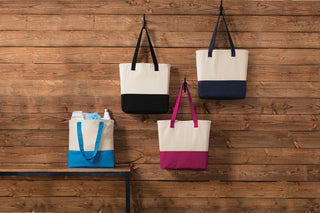 Port Authority Colorblock Cotton Tote (Natural/ Navy)